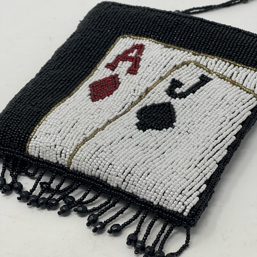 Beautiful Beaded crossbody cards gambling themed vacation Vegas